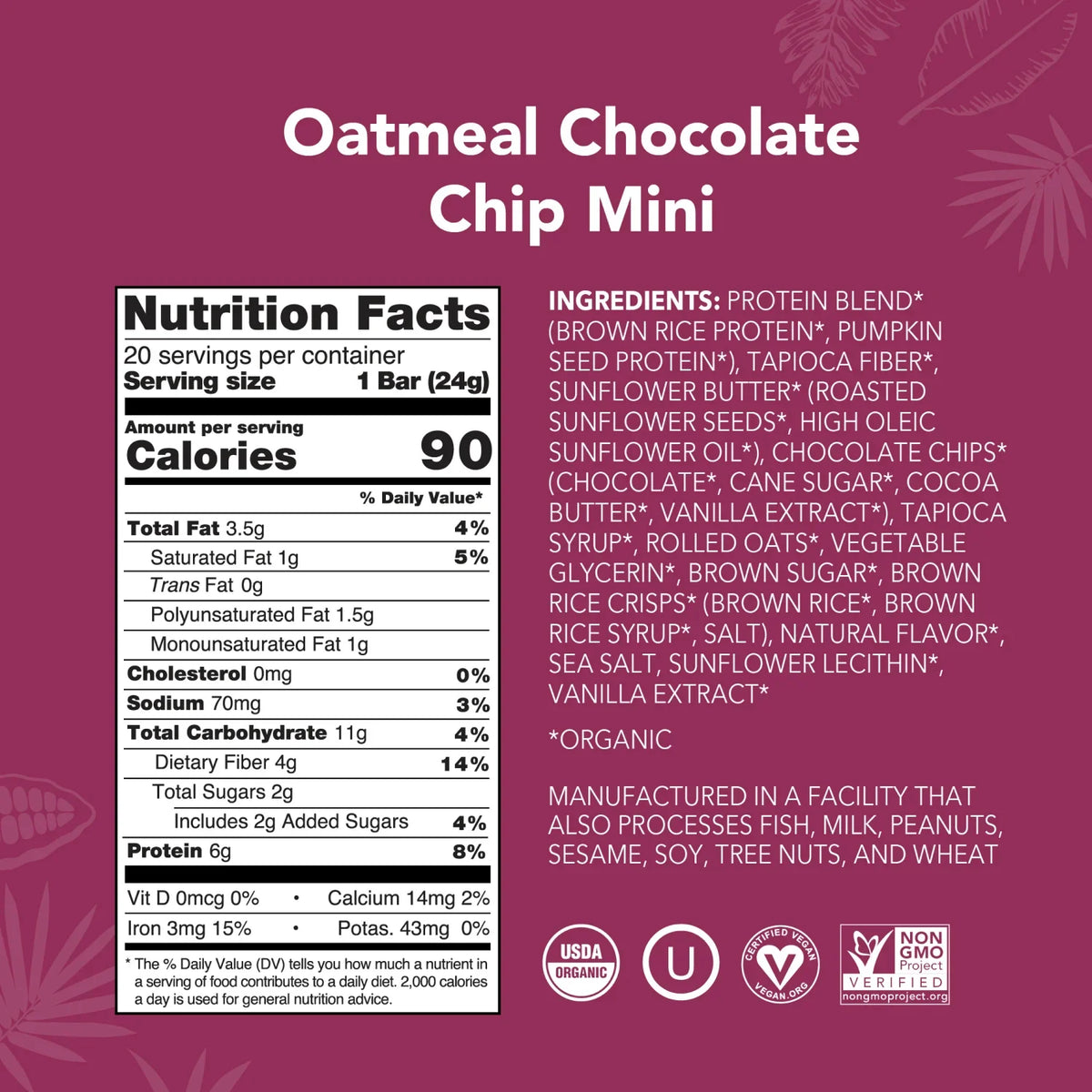 Oatmeal Chocolate Chip - Mini Bars - Protein-Packed and Ready to Go C4