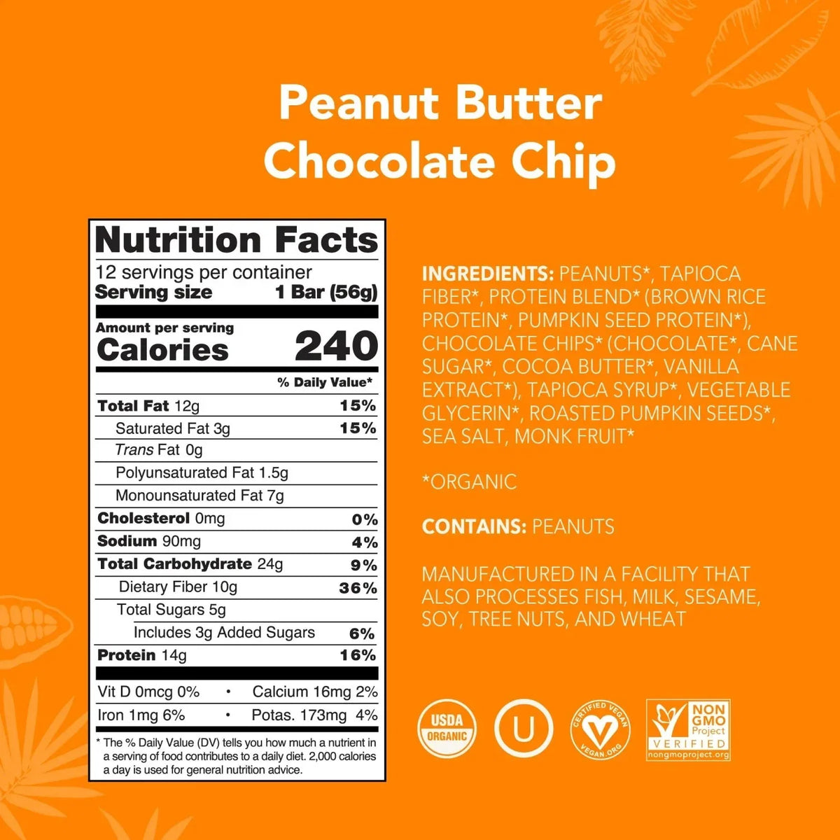 Peanut Butter Chocolate Chip - Protein Bars - Plant-Based Fuel for Busy Days I9