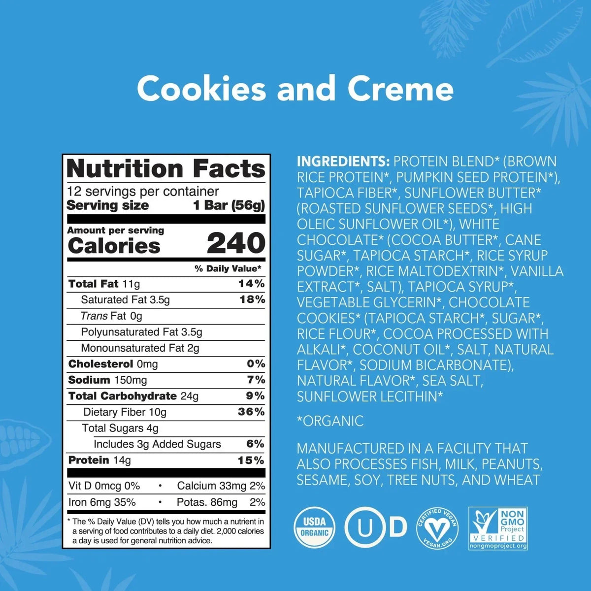 Cookies and Creme - Protein Bars - Everyday Nutrition Made Delicious X7