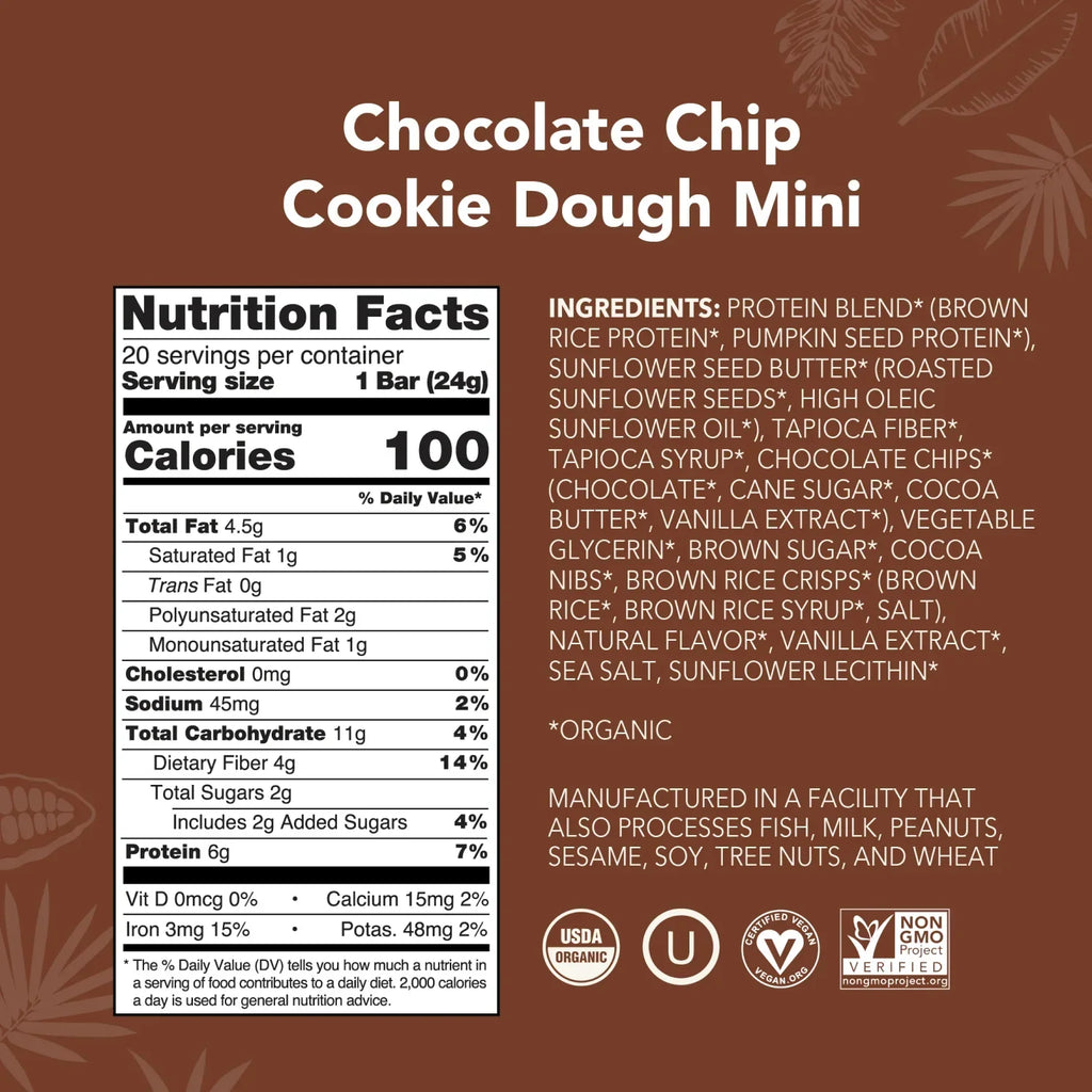 Chocolate Chip Cookie Dough - Mini Bars - Everyday Nutrition Made Delicious