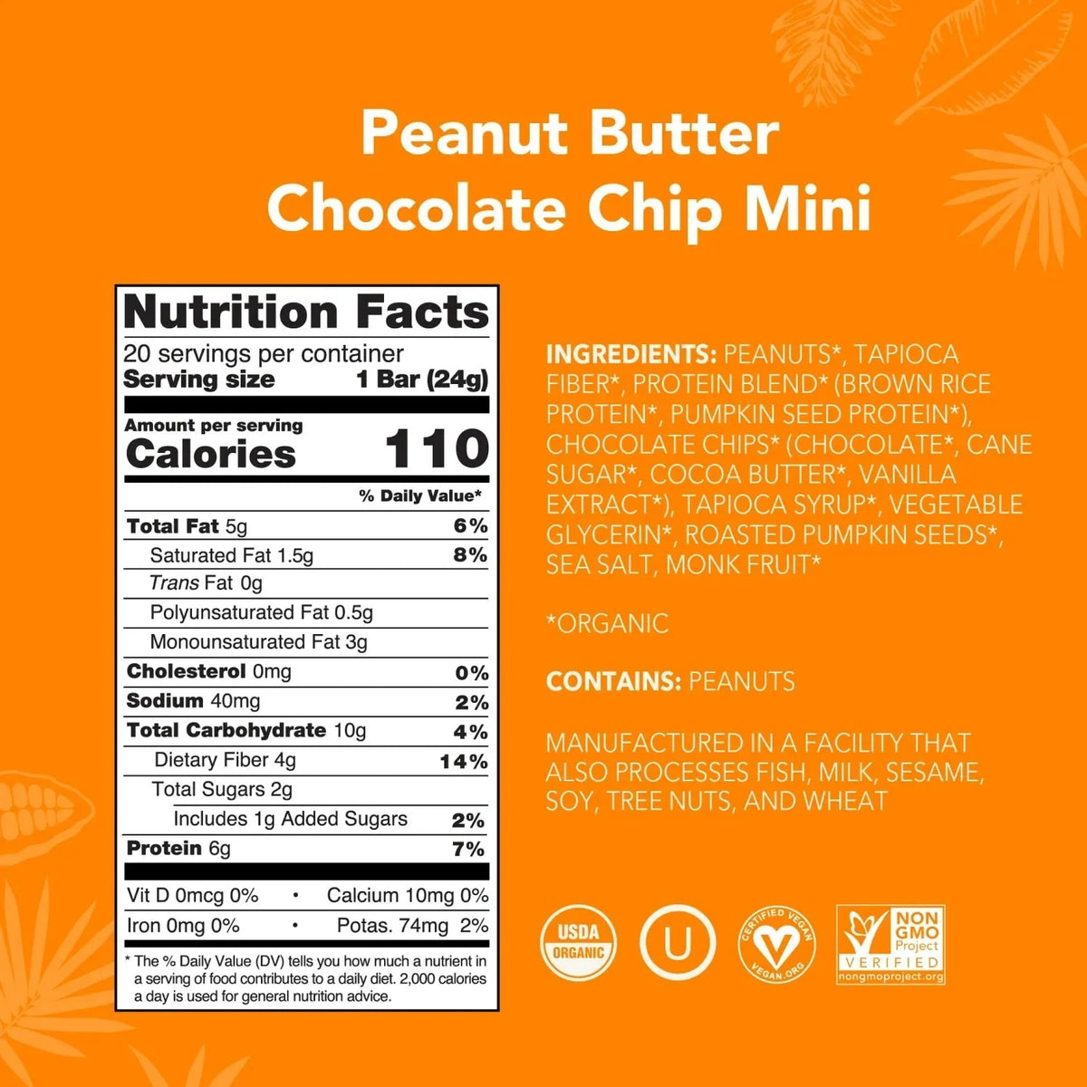 Peanut Butter Chocolate Chip - Mini Bars - A Better Snack for Every Day O6