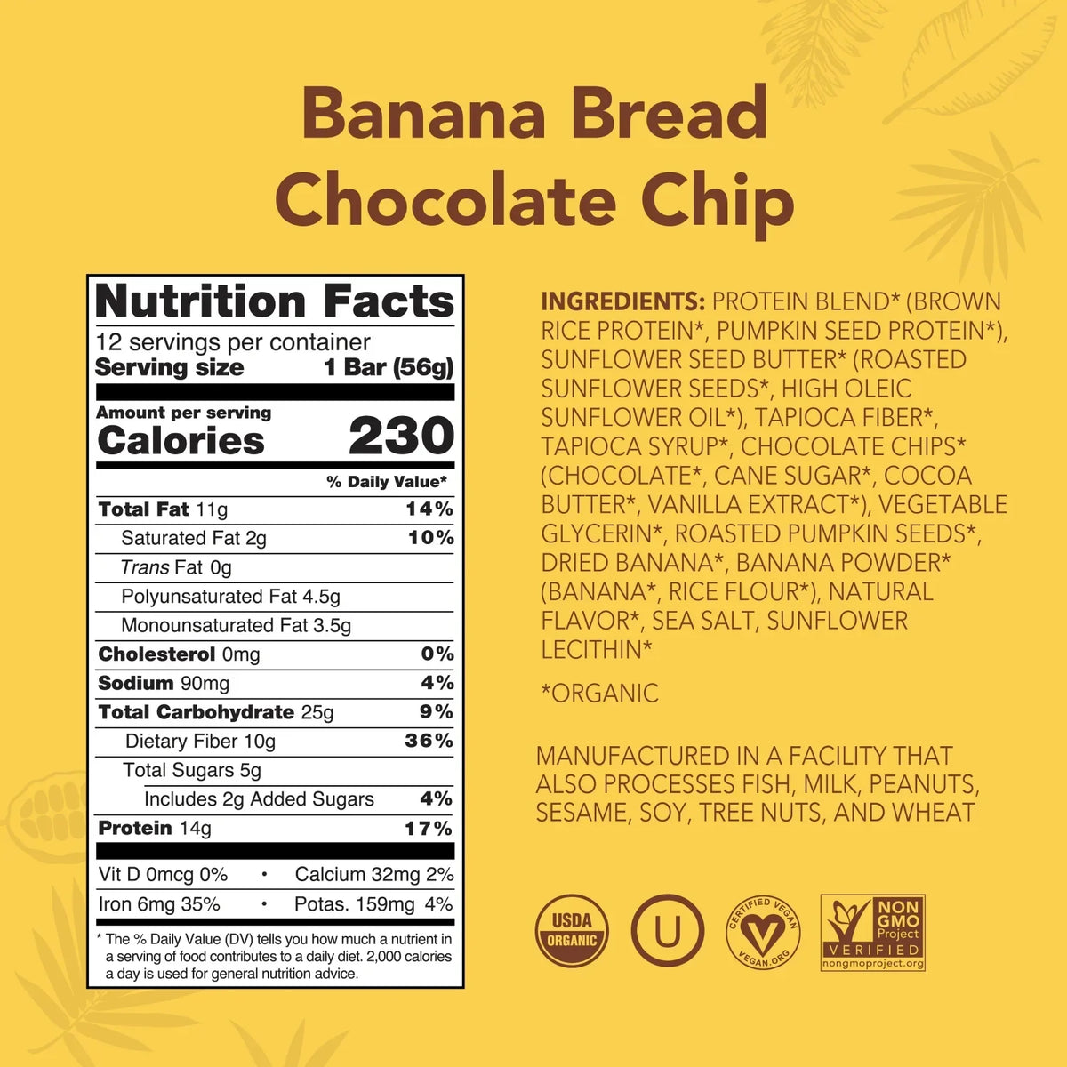 Banana Bread Chocolate Chip - Protein Bars - Plant-Based Fuel for Busy Days Q1