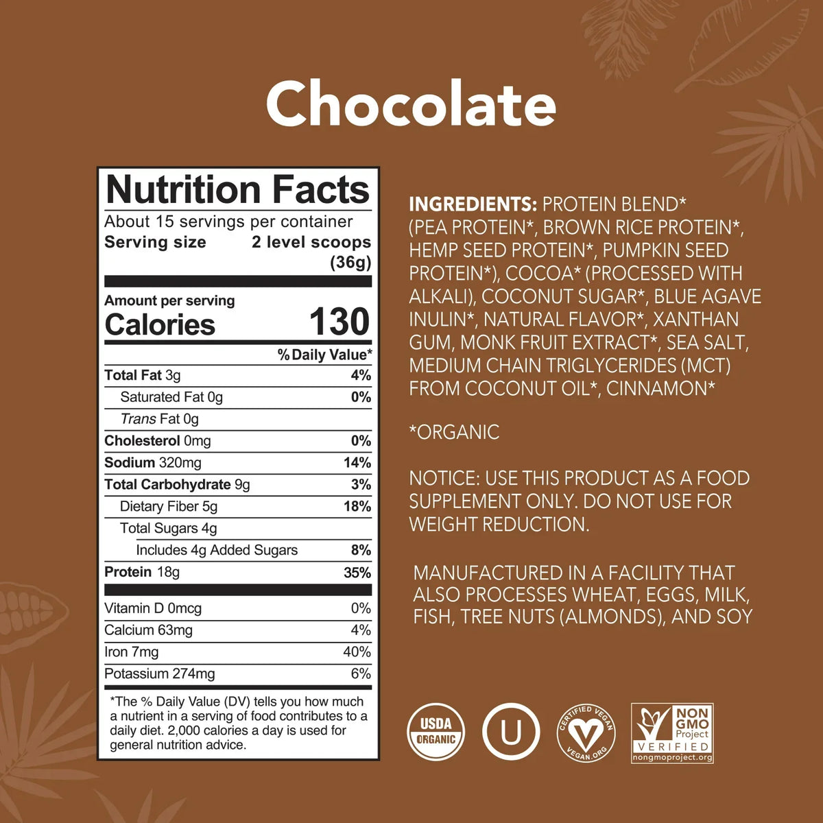 Chocolate - Protein Powder - Plant-Based Fuel for Busy Days M8