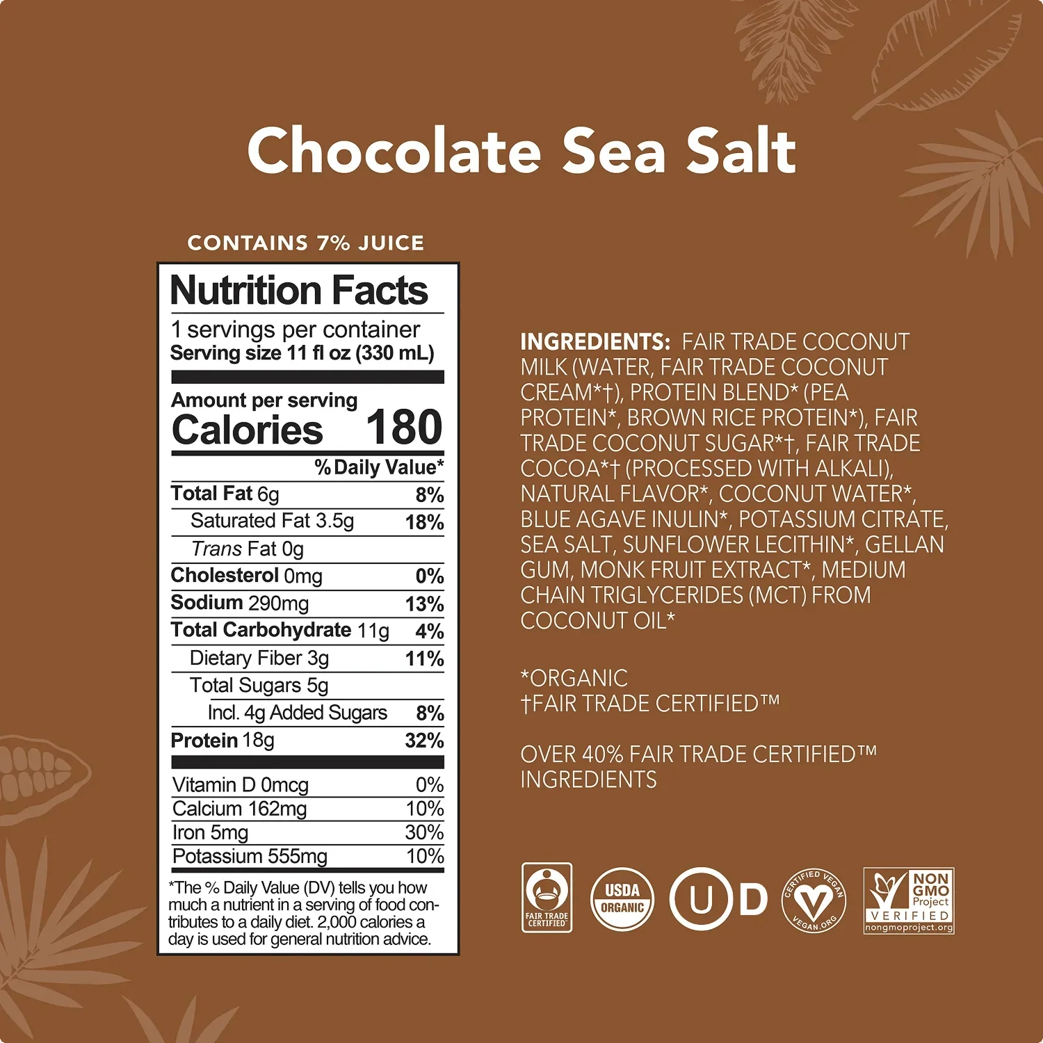 Chocolate Sea Salt Drinks - 4-Pack - Plant-Based Fuel for Busy Days