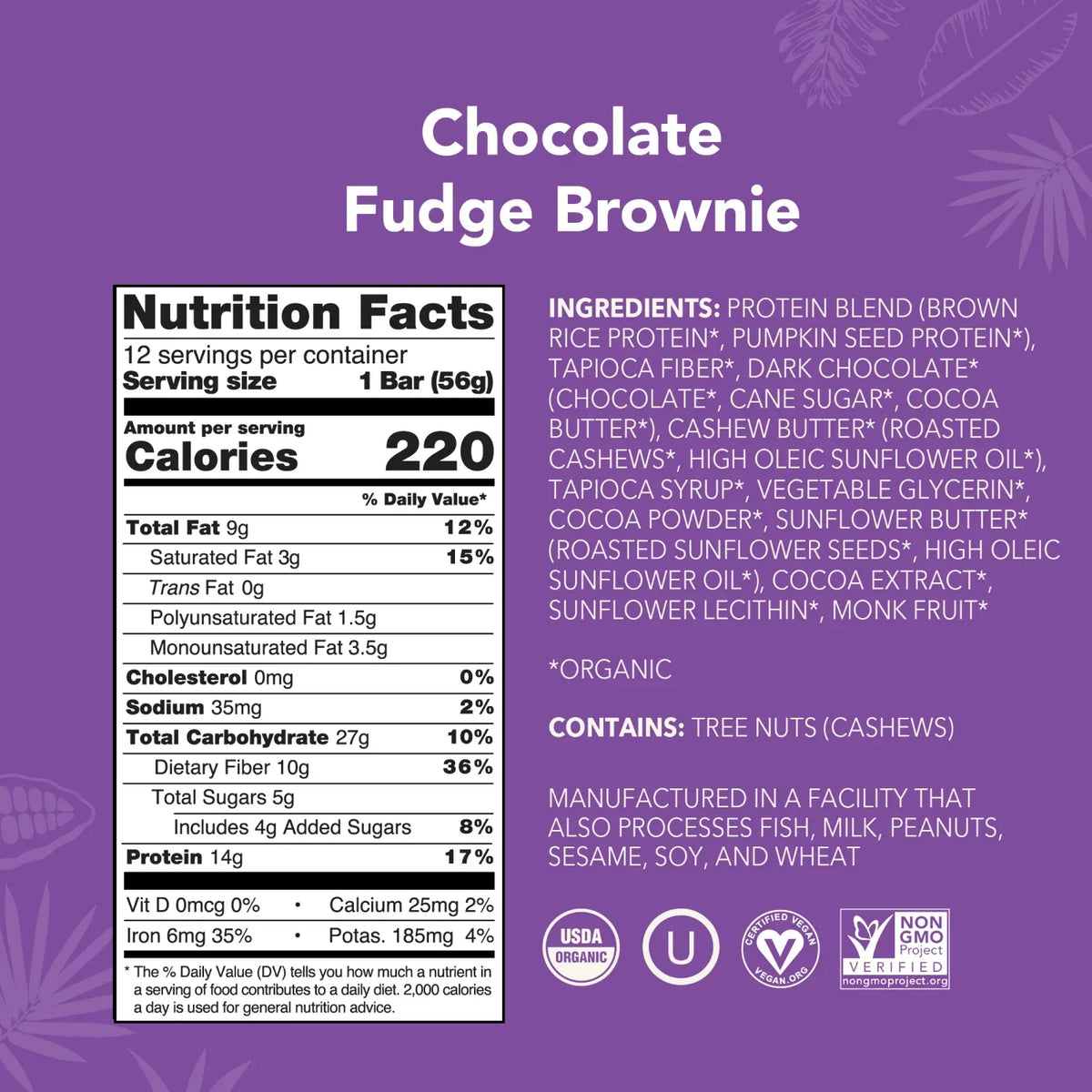 Chocolate Fudge Brownie - Protein Bars - Plant-Based Fuel for Busy Days D5