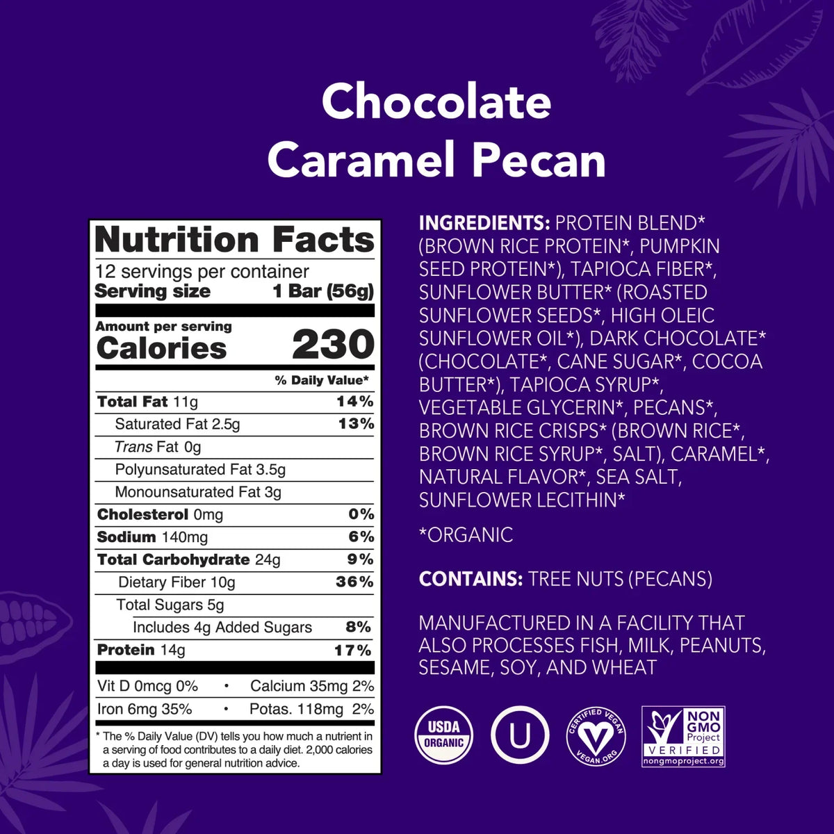Chocolate Caramel Pecan - Protein Bars - Plant-Based Fuel for Busy Days W4